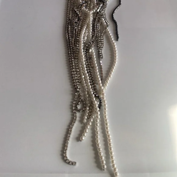 NWT Zara Faux Pearl and Rhinestone Necklace - Picture 7 of 8
